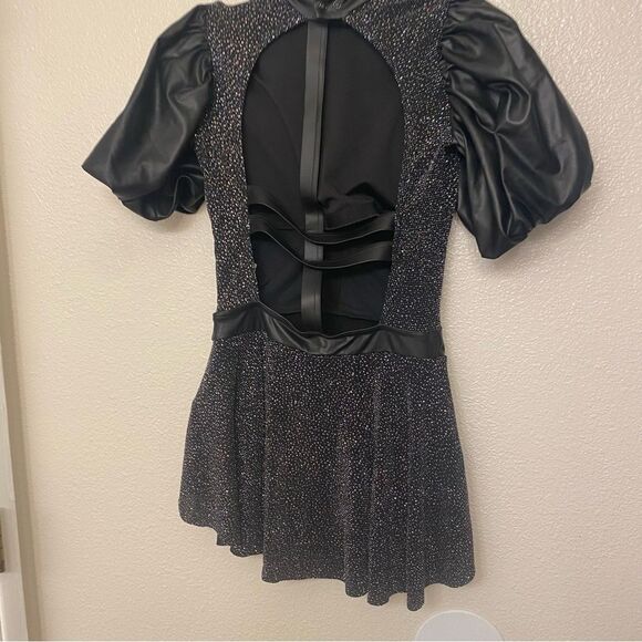 Weissman Elite dance costume Black puff sleeve leotard Control D12755 adult MA - Picture 5 of 12